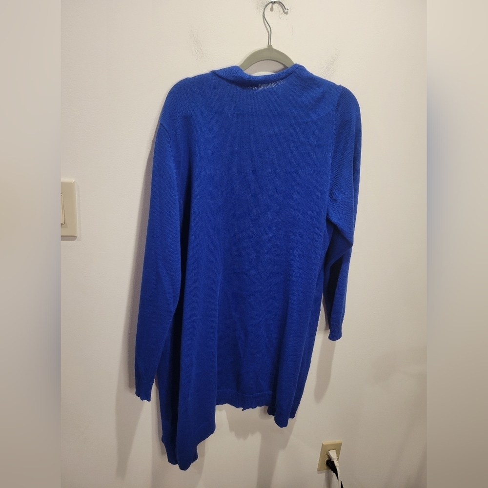 Eileen Fisher Size 3x Blue Linen/cotton Blend Lightweight Cardigan - Picture 2 of 5